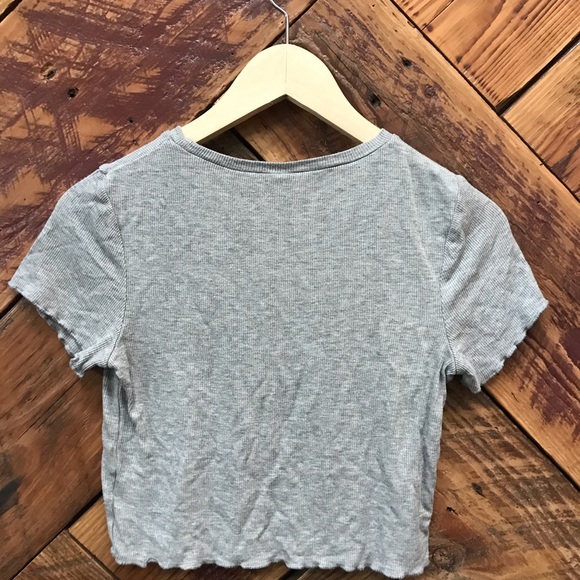 Wild Fable Gray Ruffle Edge Top - Picture 2 of 4